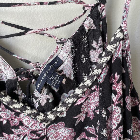 American Eagle Paisley Print Womens Dress‎ Size Small Cross Cross Back - Picture 7 of 9